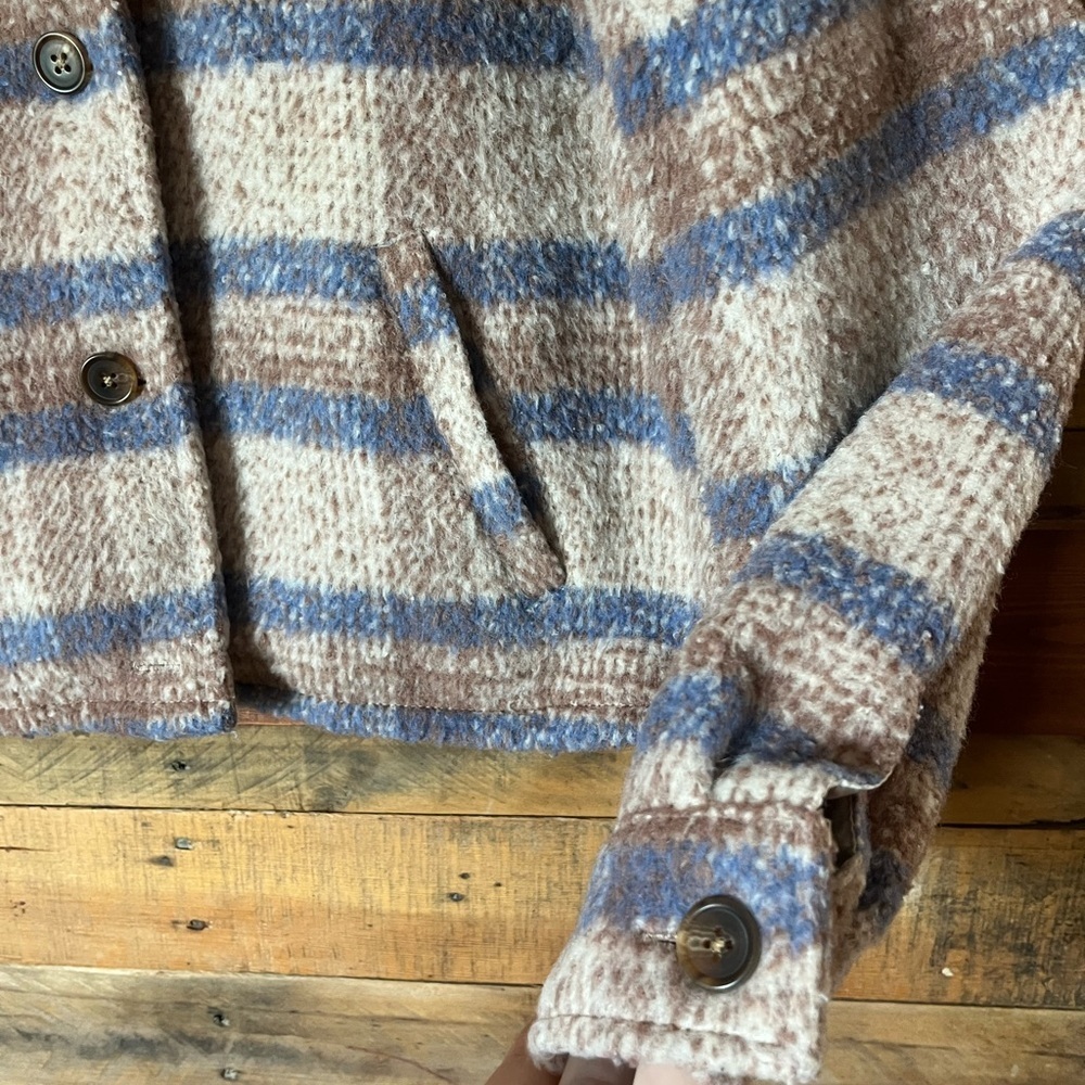 And Now This Blue & Brown Plaid Teddy Jacket - Picture 4 of 7